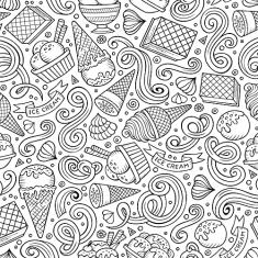 Papel de Parede Branco e Preto para Colorir Sorvete 57x270cm