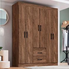 Guarda-Roupa Casal Riveira 6 Portas 2 Gavetas Castanho - Doripel
