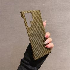 Capa de telefone com padrão de fibra de carbono sem moldura para Samsung Galaxy S23 S22 S21 Ultra Plus Note 20 10 Capa traseira fina à prova de choque, dourada, para S21 Ultra