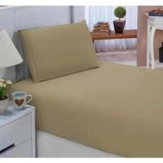 Lençol Solteiro 2 peças PREMIUM - solteiro 2 peças liso micro, caqui, 