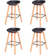 Kit 4 Banquetas Toledo Fratini 83 (altura) Revestimento Polipropileno Preto Base Em Aço E Apoio De Pé Preto