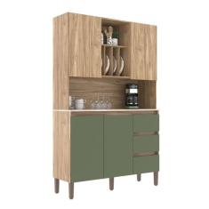 Armário de Cozinha 4 Portas 3 Gavetas Carvalho Oak/Arbo/ Petra - Decib