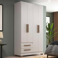 Guarda-Roupa Solteiro 4 Portas 2 Gavetas Branco - Decibal, Branco, Mod