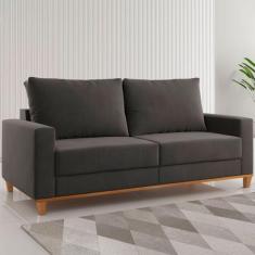 Sofá 2 Lugares Gibran Veludo Grafite - Vian - Viero Móveis, Cinza, Mod