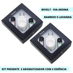 2 Kit Presente Difusor Elétrico Elétrico Bivolt e 2 Essência Via Aroma