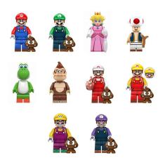 Boneco Super Mario Bros Luigi Yoshi Donkey Bloco De Montar