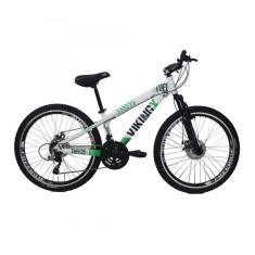 Bicicleta Tuff25 Freeride Aro 26 Freio A Disco 21 Velocidades Câmbios Shimano Branco/verde - Vikingx 
