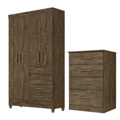 Kit Guarda Roupa Solteiro Sobral e Cômoda MS