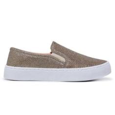 Tênis Simon Vergan Slip On Iate Glitter Brilhante da Moda Feminino-Feminino