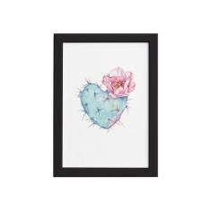 Quadro Cacto e Coração Moldura Preta 22x32cm - Quartinhos