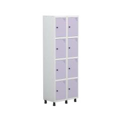 Armário Locker Guarda-roupa 8 Portas Aço Grp 502/8 Branco/Lilás
