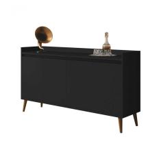 Buffet Aparador Retrô Clássico 4 Portas Preto - Moveisaqui