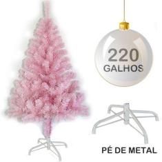 Árvore de natal 120CM rosa com 220 galhos e pé de metal