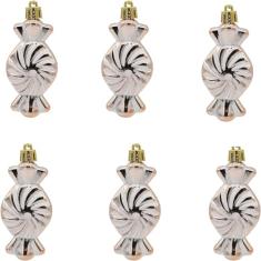 6 peças de 3,5 polegadas em forma de doces enfeites de Natal sortidos de plástico inquebrável de Natal pendurado decoração caixa conjunto feriado decoração de festa de casamento /627 (Size : Candy Ch
