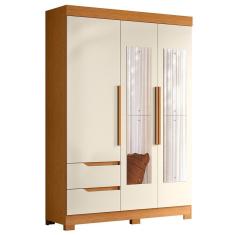 Guarda Roupa Solteiro 3 Portas Com Espelho Vivacce Cinamomo-off White - Albatroz