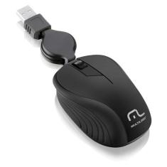 Mouse Retrátil Emborrachado Usb 1200DPI Preto Multilaser - MO231, Pret