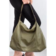 Bolsa saco grande de couro liso Cris-Feminino