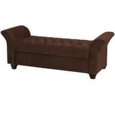 Recamier Calçadeira Baú Egeo 1,40 Cm Veludo Marrom