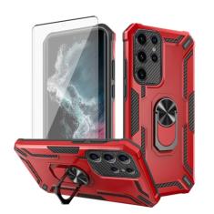 Asuwish Capa de celular para Samsung Galaxy S22 Ultra 5G com protetor de tela de vidro temperado magnético fino suporte rígido híbrido capa de celular resistente S22ultra 22S S 22 S22ultra5g 6,8