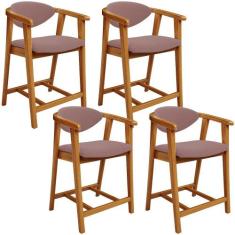 Kit 04 Banquetas Baixa Para Cozinha Sala Jantar Bancada Cecília L02 Su