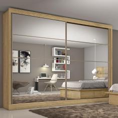 Guarda-roupa Casal Sevilha Plus 2 Portas 6 Gavetas Espelhado Amendoa - Mademarques