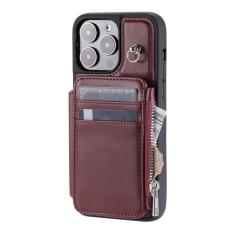 HAO RIYLN Capa carteira para iPhone 15 pro Max /15 Pro/15 plus/15, capa de couro com fecho magnético com compartimento para cartão, alça de pulso à prova de choque, capa comercial, vermelha, 15 Pro