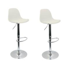 Conjunto 2 Banquetas Joly Eames Base Giratória Cromada Movescan Branca