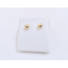 Brinco de Ouro 18k Bolinha de 5mm Infantil ou 2º furo - Adriajp Joias