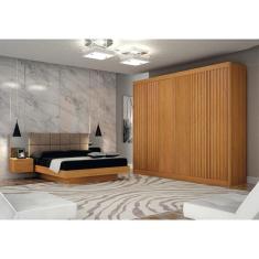 Guarda Roupa Casal Ripado 6 Portas 6 Gavetas - New Braga-Cinamomo - Leifer Móveis