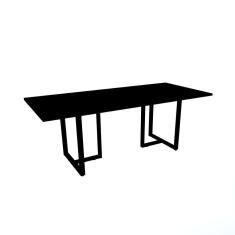 Mesa de Reunião Retangular 200 x 90 cm Pé Tub PE25 em MDP Cor Preta Base Preta