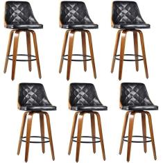 Kit com 6 Banquetas para Cozinha Milão Preto