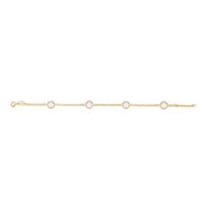Pulseira Rommanel Banhado Ouro Fio Elo Português Cristais Redondos De 8 mm med 20 cm