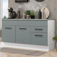 Balcão Gabinete De Pia Madesa Agata 150 Cm 2 Gavetas 2 Portas (com Tampo) - Branco/cinza Branco/cinza