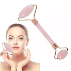 Rolo Massageador Facial Pedra Quartzo Rosa Antirrugas Jade - VITALISHO