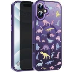 FUNMIKO Capa para 16 Plus com protetor de tela de privacidade, compatível com carregamento sem fio, capa fosca translúcida à prova de choque - linda capa de telefone com design floral para mulheres e