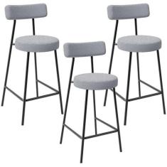 Kit 03 Banquetas Baixa Para Cozinha Sala De Jantar Bar Bancada Milão L