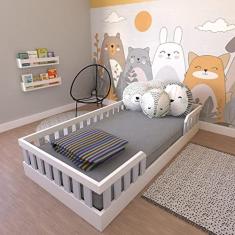 Cama Infantil Montessoriana Solteiro Cori Yescasa Branco/cinza Cristal