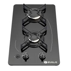 Cooktop 2 Bocas a Gás Braslar Pop com Mesa de Vidro Preto 127V/220V