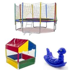 Cama Elástica Pula Pula Resistente 3,05m Piscina de Bolinhas Quadrada 