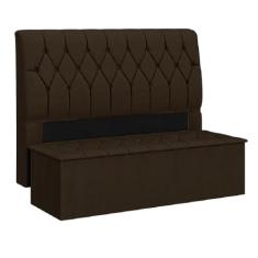 Cabeceira com Calçadeira Baú Istambul para Cama Box Casal de 140 cm Chocolate