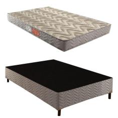 Box Casal Galaxy 42x138x188cm com Colchão Casal Unique D45 Duoface 25x138x188cm Rustico Prata