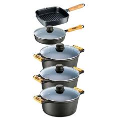 Jogo 5 Pçs 3 Caçarolas E 2 Frigideira Ferro - Panela Mineira - OkaySho