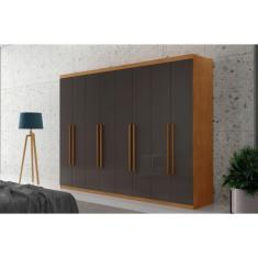Guarda Roupa Casal Heros com 8 Portas e 4 Gavetas MDF Moderna, Natural