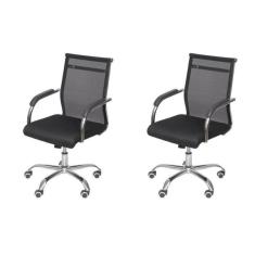 Kit 2 Cadeiras Para Escritorio Diretor Baixa Roma 3312 Preto