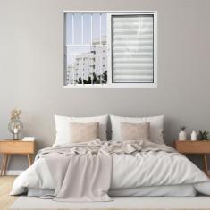 Janela Veneziana de Alumínio 3 Folhas 100 X 100cm com Grade Linha 25 E