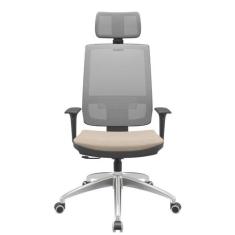 Cadeira Office Brizza Tela Cinza Com Encosto Assento Poliester Fendi R