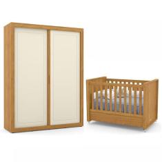 Jogo de Quarto Infantil Tutto New com Guarda Roupa 2 Portas e Berço - Matic Móveis
