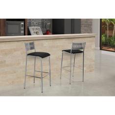 Banqueta Cromado 2 Unidades Aço Nobre