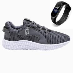 Tênis Masculino Academia Esportivo Moderno Leve Conforto Com Relógio-Masculino