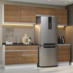 Armário de Cozinha Completa 260cm Branco/Rustic Glamy Madesa 05, Branc